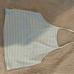 Striped Halter Neck Top - Blue and White